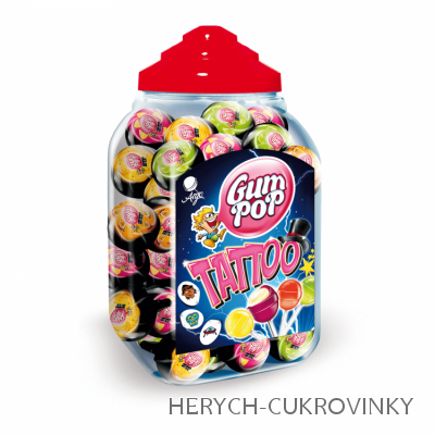 Lízátko Gum Pop Tatoo ovoce mix / 100 Ks