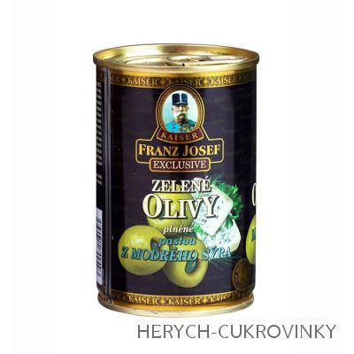 FJK Zelené olivy plněné pastou z modrého sýra 300g