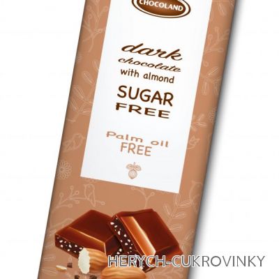 Sugar free čok. hořká mandlová 85g