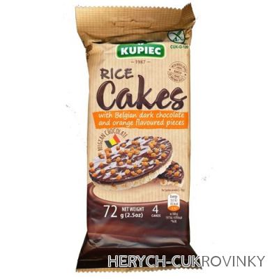 Rýžové chlebíčky s belg. čok. a pomerančem 72g