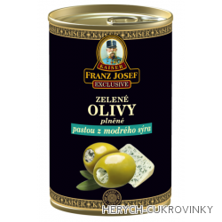 FJK Zelené olivy plněné pastou z modrého sýra 300g
