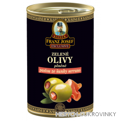 FJK Zelené olivy plněné šunkou Serrano 300g