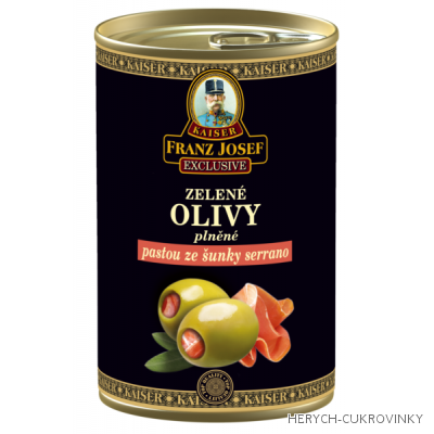 FJK Zelené olivy plněné šunkou Serrano 300g