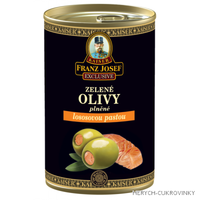 FJK Zelené olivy plněné lososovou pastou 300g