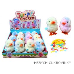 Skákací kuře duhové s bonb. 5g / 12 Ks