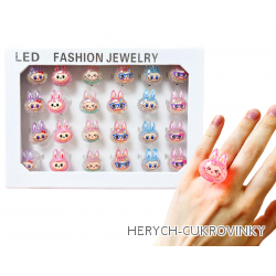 Svítící prstýnek Labubu / 24 ks