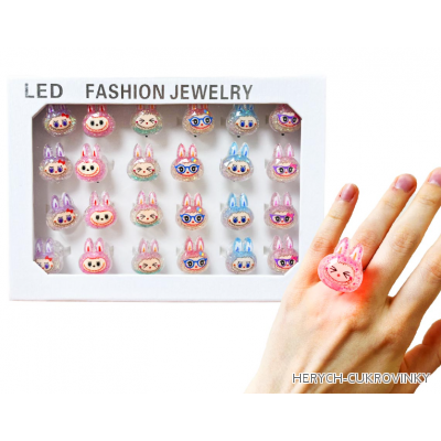 Svítící prstýnek Labubu / 24 ks