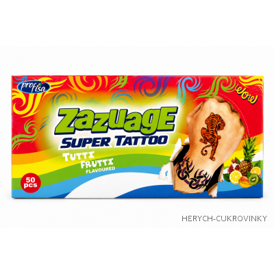 Zazuage lízátko s tetovánín - tutti frutti10g / 50Ks