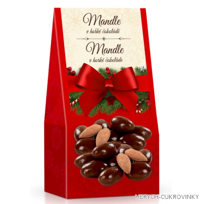 Vánoční mandle v hořké čok. červená 150g